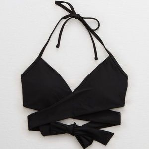 Aerie Wrap Halter Black Bikini Top XL
